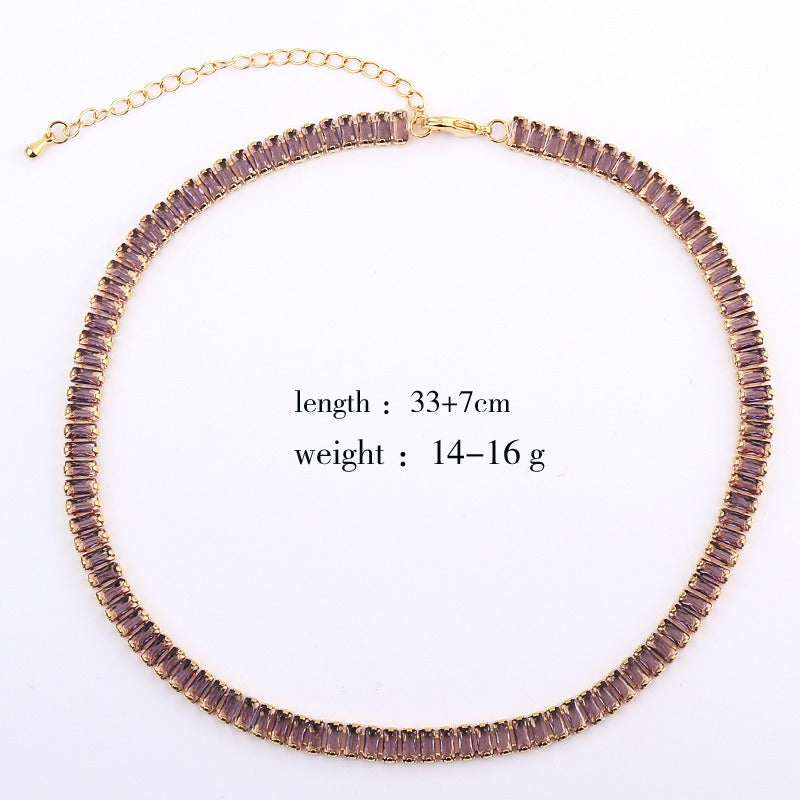 European and American Style High-End Zircon Claw Chain Necklace for Women