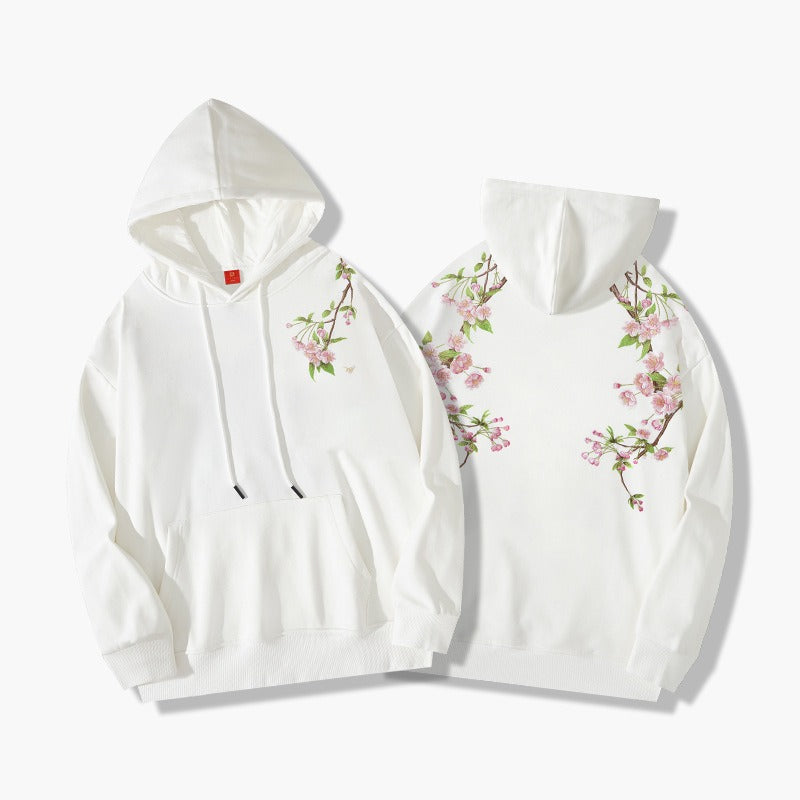 blossom embroidered hooded sweatshirt