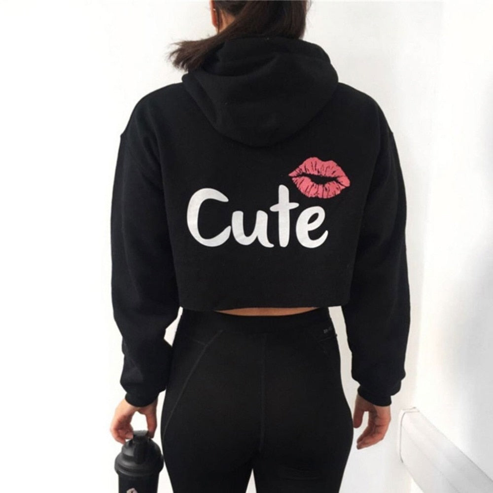 Printed Crop top hoodie