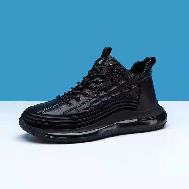 High-Top Pu Embossed Casual Sports Shoe