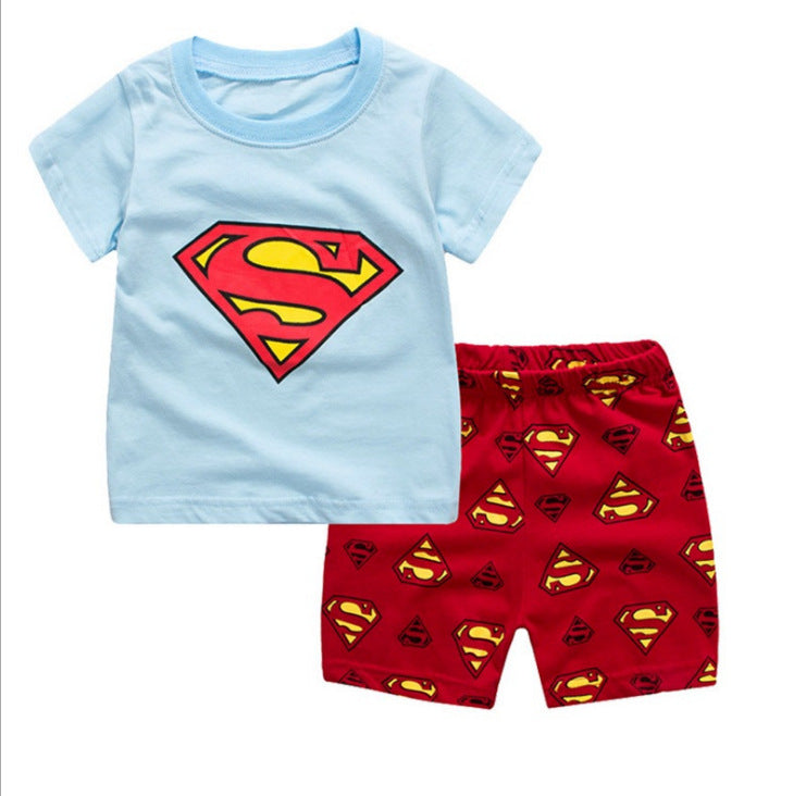 Children's short-sleeve pajama set for home, suitable as baby underwear.