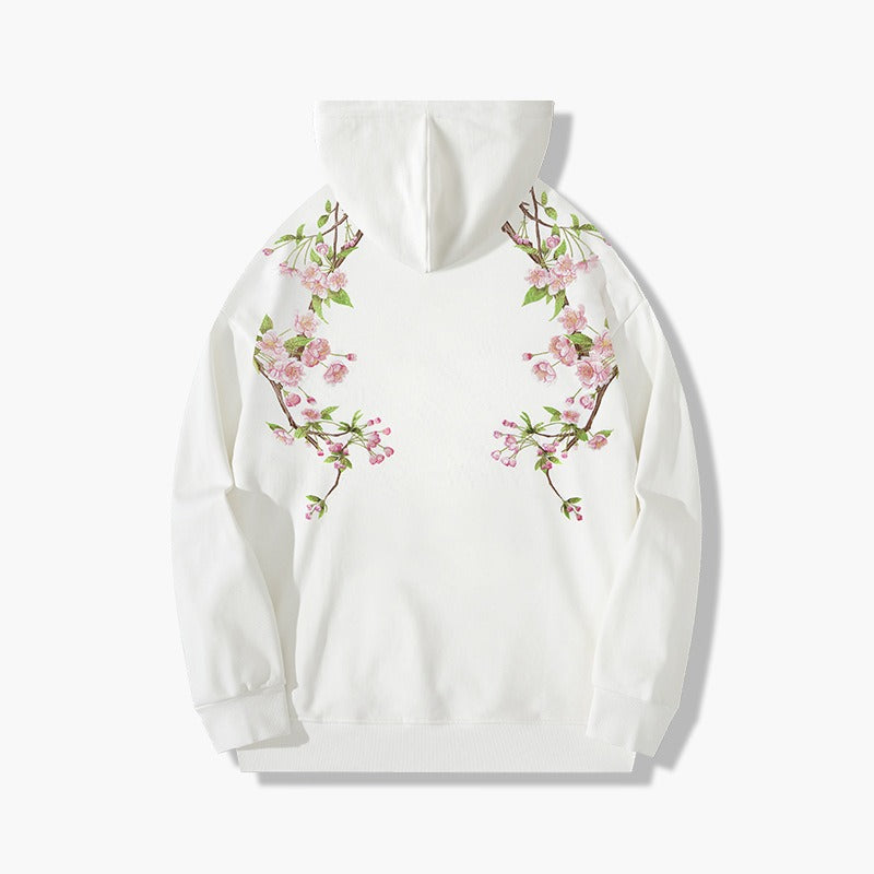 blossom embroidered hooded sweatshirt