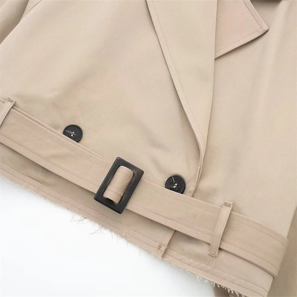 High-quality women's fashion windbreaker coat with belt