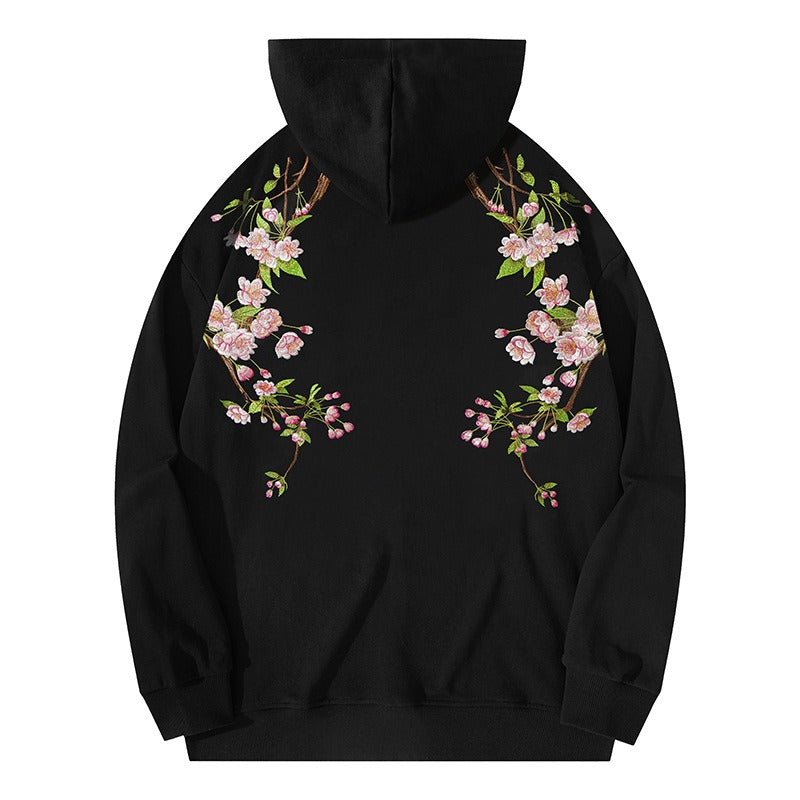 blossom embroidered hooded sweatshirt