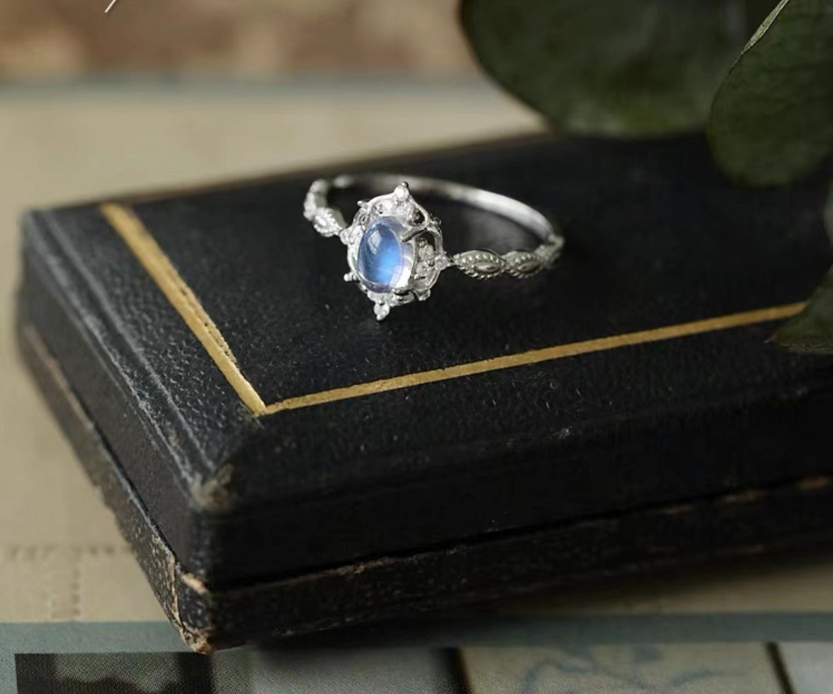 Blue Moonstone Ring: Japanese Korean Style