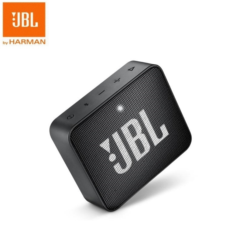 JBL Go 2 mini portable wireless Bluetooth speaker, IPX7 waterproof with subwoofer bass effect.