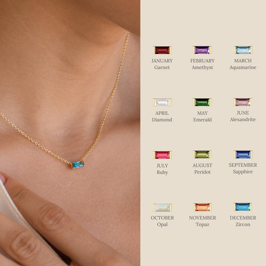 Twelve Birthstone Necklace with Zirconia