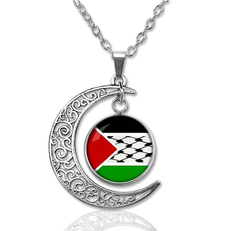 Palestine Gem Moon Pendant Necklace