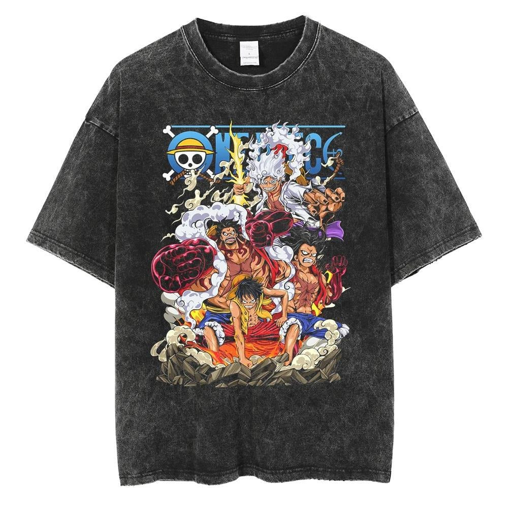 Retro One Piece Luffy printed T-shirt Unisex