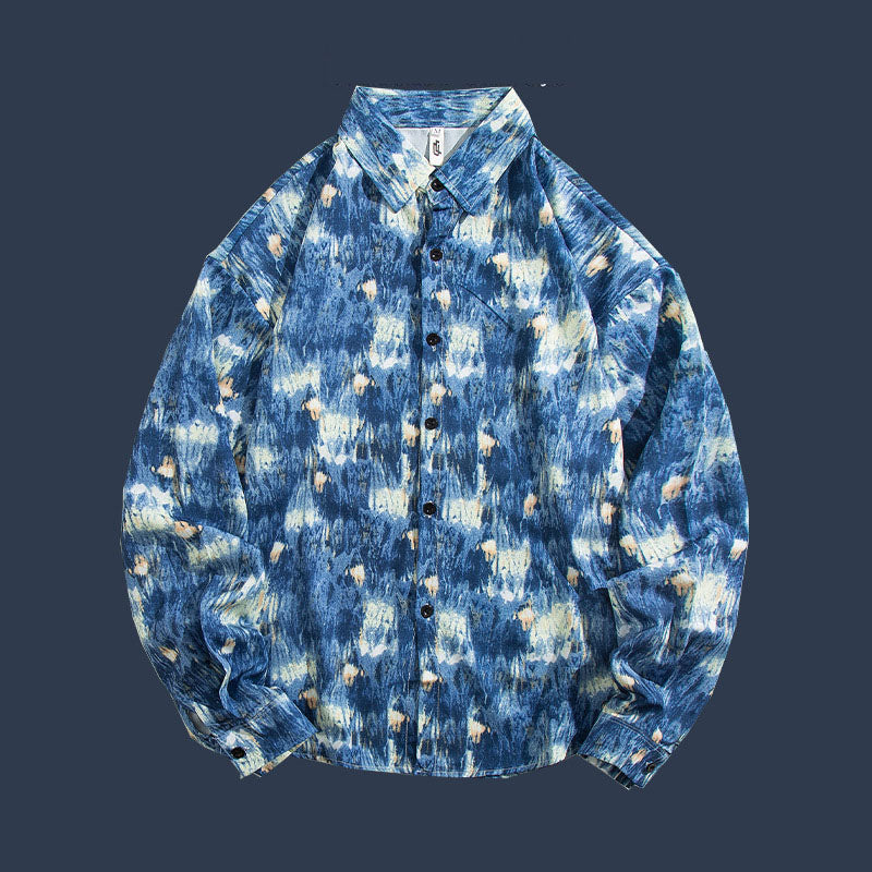 Vintage Floral Shirt: Unisex Loose-Fit Long-Sleeve Jacket