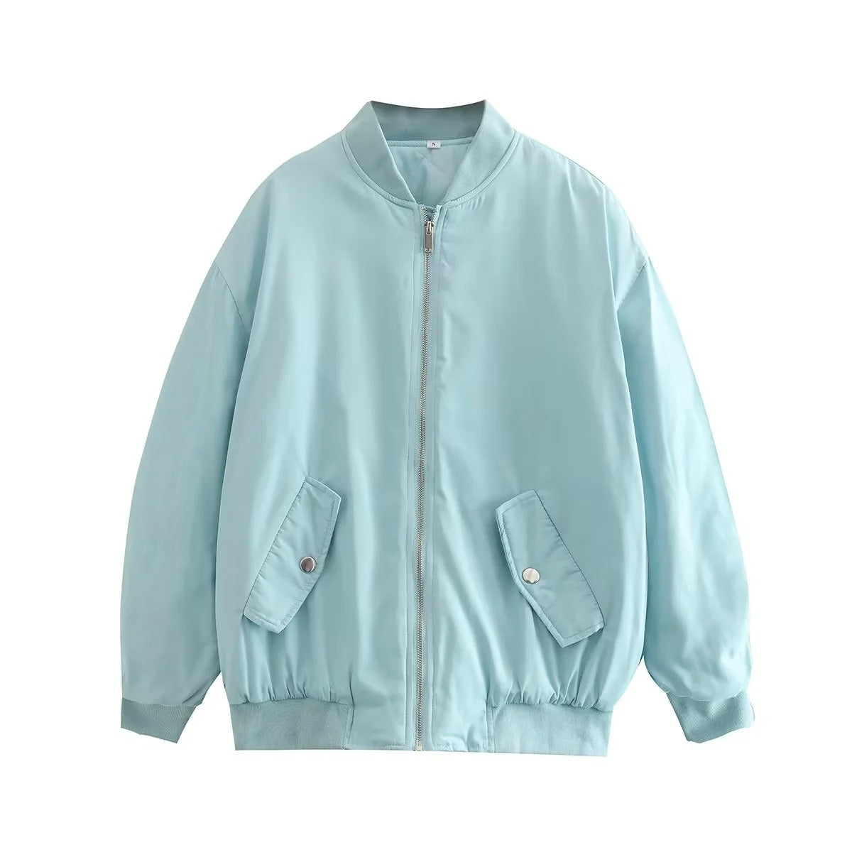 Women's loose zippered cotton baseball jacket