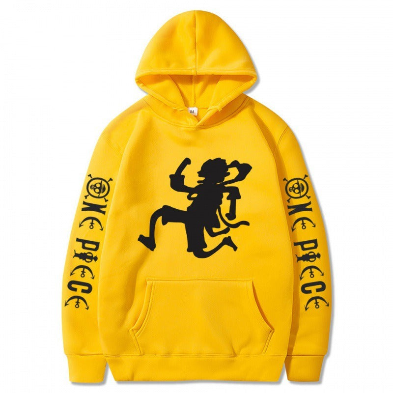 One Piece Pirate King Luffy Shadow Pullover Hoodie with Plush