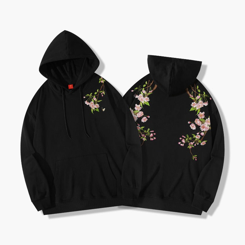 blossom embroidered hooded sweatshirt