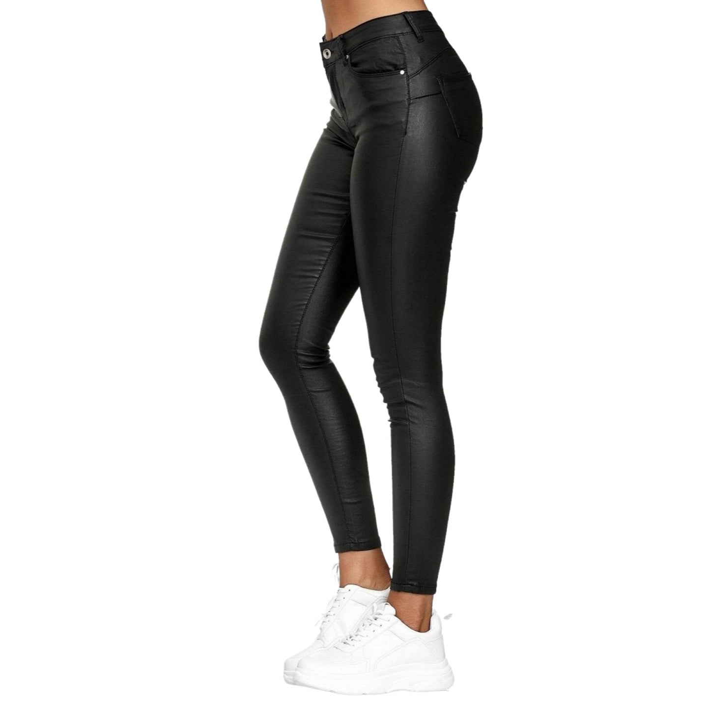 PU leather casual leggings for women