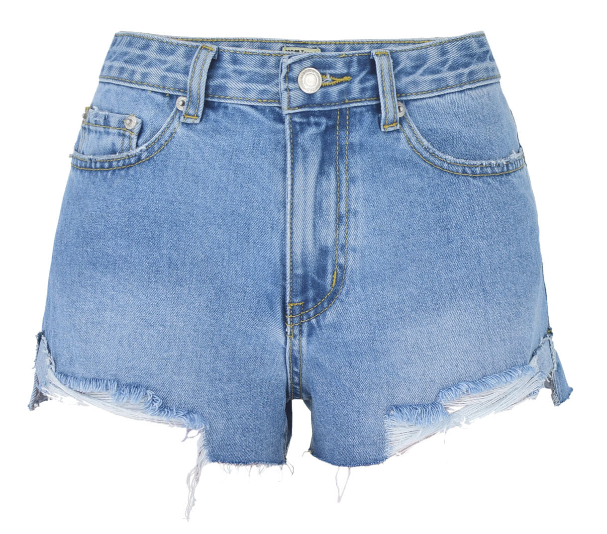 High-waist ripped denim shorts