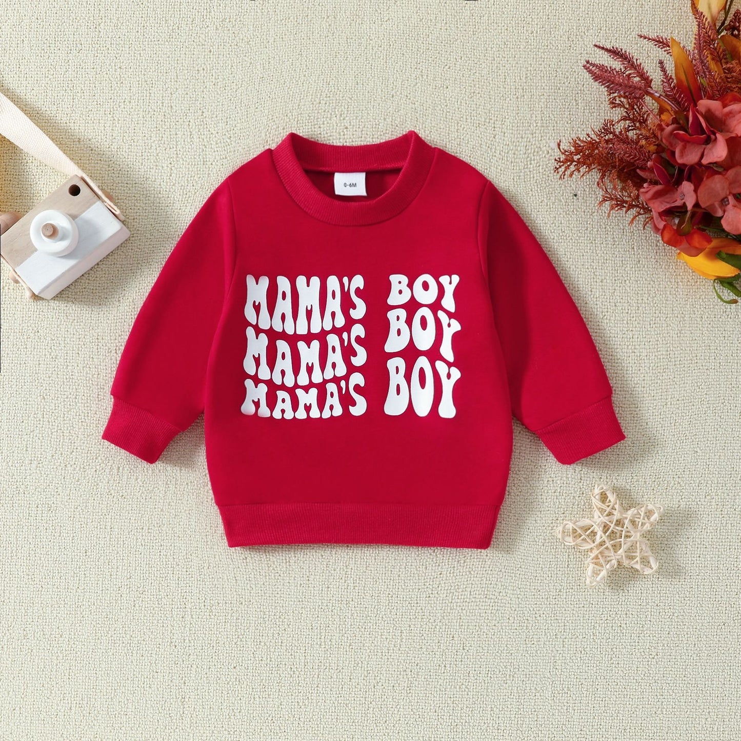 Infant and toddler long-sleeve pullover hoodie and pants two-piece set with letter print.