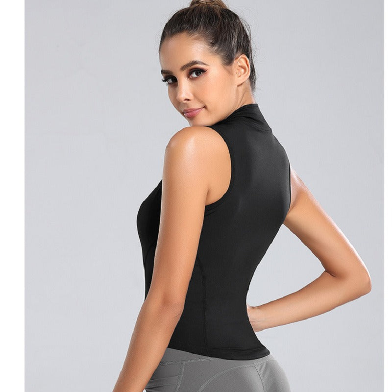 Women's Zippered Standing Neck Vest for Running, Sports, Fitness, Yoga, and Layering.