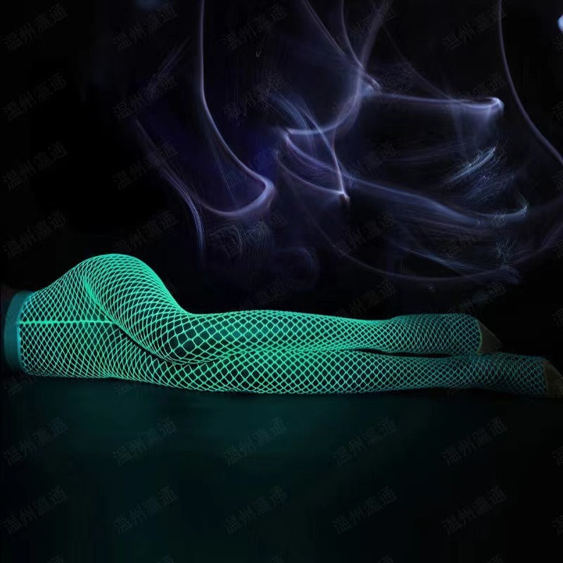 Glow-in-the-dark fishnet pantyhose