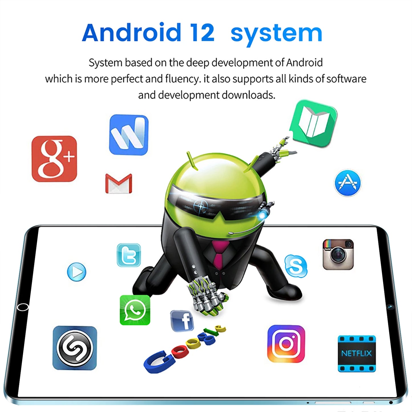 2024 New 5G Tablet: 11.6'' Android 11, 16GB RAM, 1TB ROM, Dual Cameras, Dual SIM, WiFi, Type-C