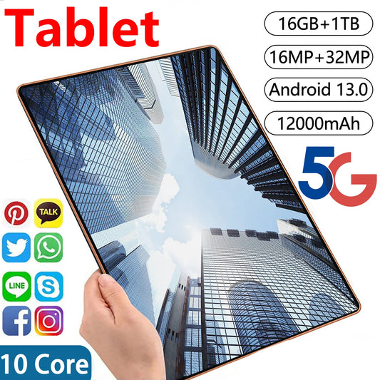 11.6'' Android 13 Tablet: 16GB RAM, 1TB ROM, 16MP/32MP, 10-Core, 12000mAh, 4/5G WiFi