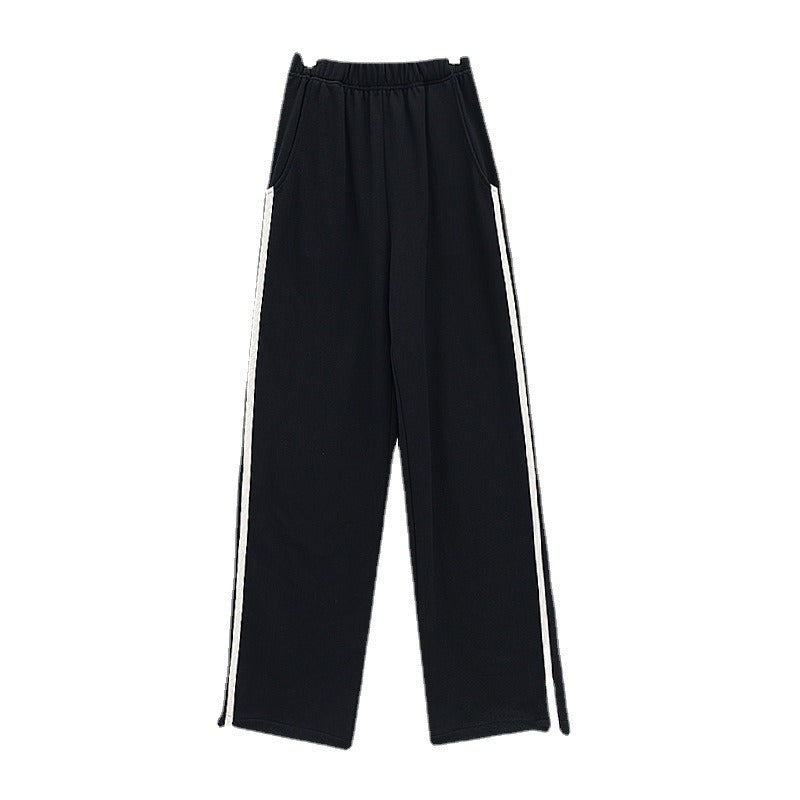 Women's popular street casual pants with side stripes