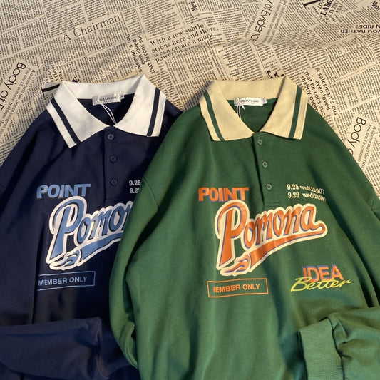 Vintage Polo Collar Oversized Hoodies