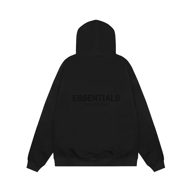 Hooded hoodie with flocked "FOG ESSENTIALS"