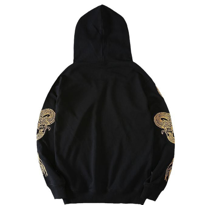 dragon embroidered hooded sweatshirt