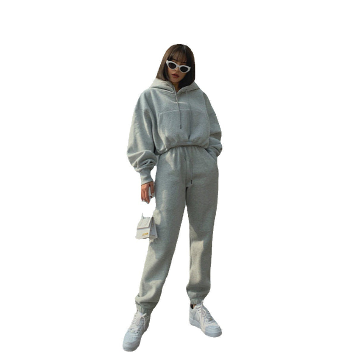 Women's Warm Hooded Shirt and Pants Sportswear Set