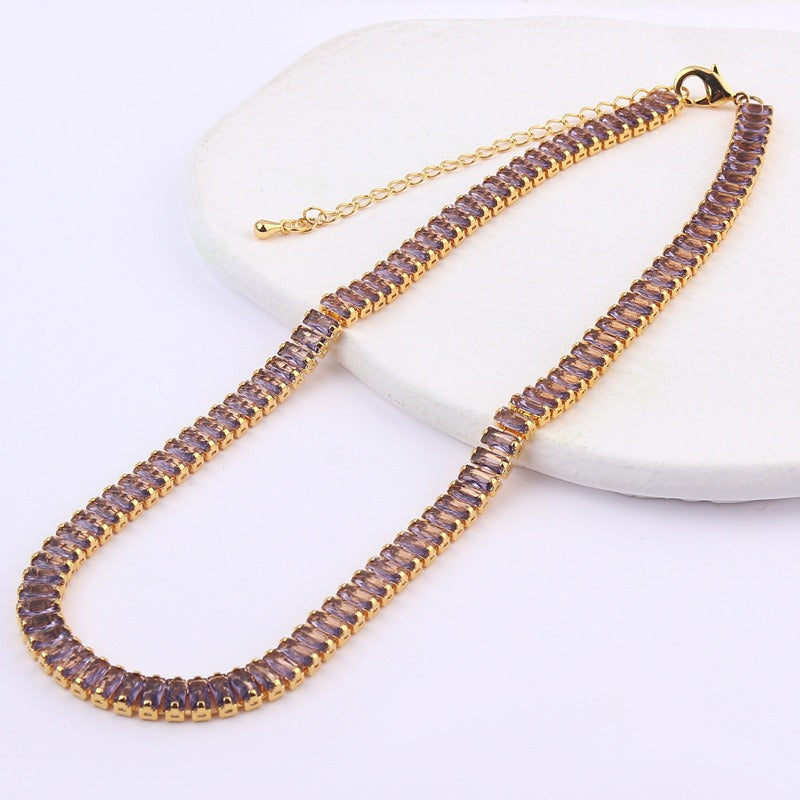 European and American Style High-End Zircon Claw Chain Necklace for Women