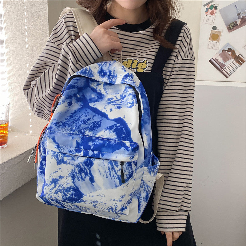 Trendy Women's Oil Painting Style Backpack, Small Travel Bag