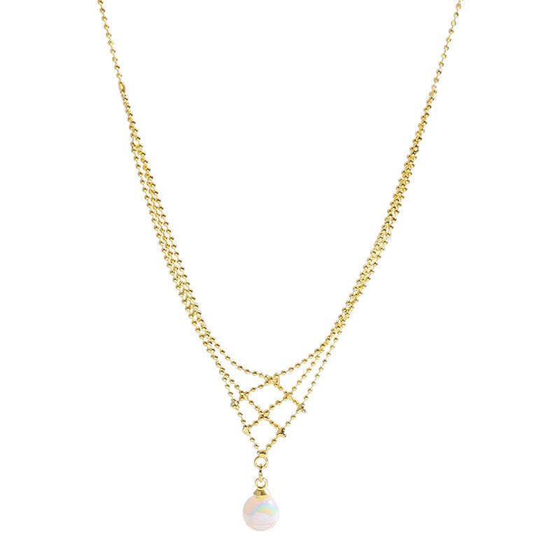 Colorful Pearl Lace Multi-Layer Clavicle Chain Necklace for Women