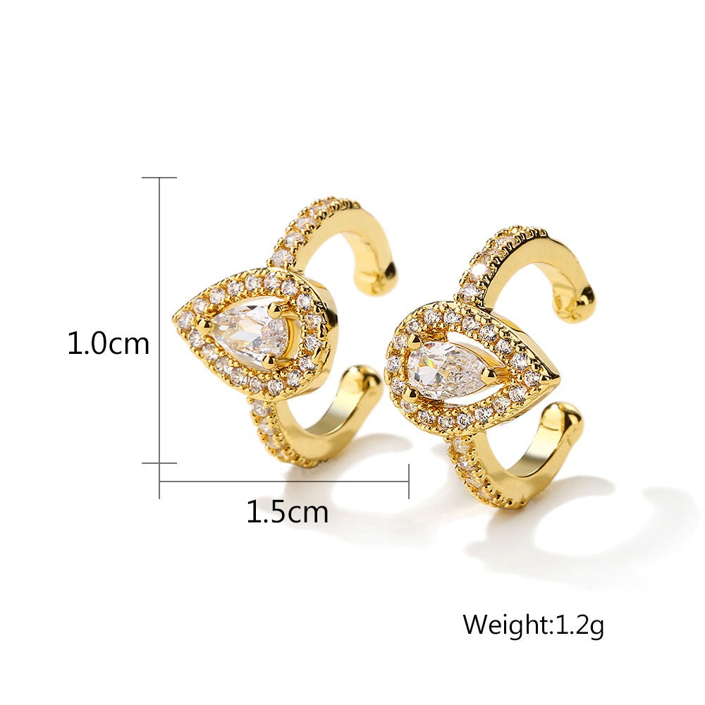 Minimalist Water Drop Zircon Ear Cuff Earrings