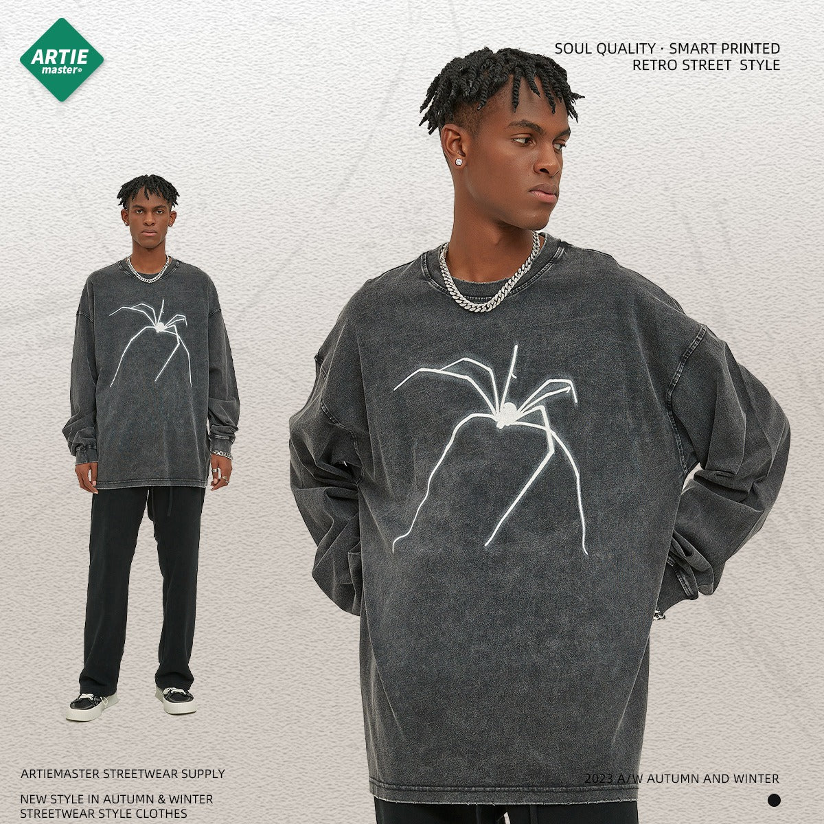 Spider print Long sleeved T-shirt