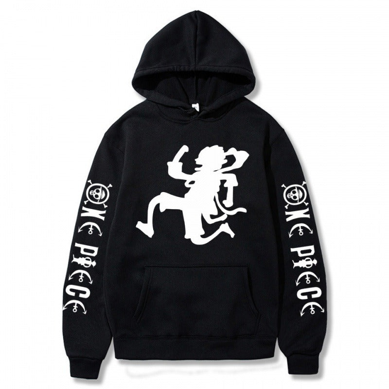 One Piece Pirate King Luffy Shadow Pullover Hoodie with Plush