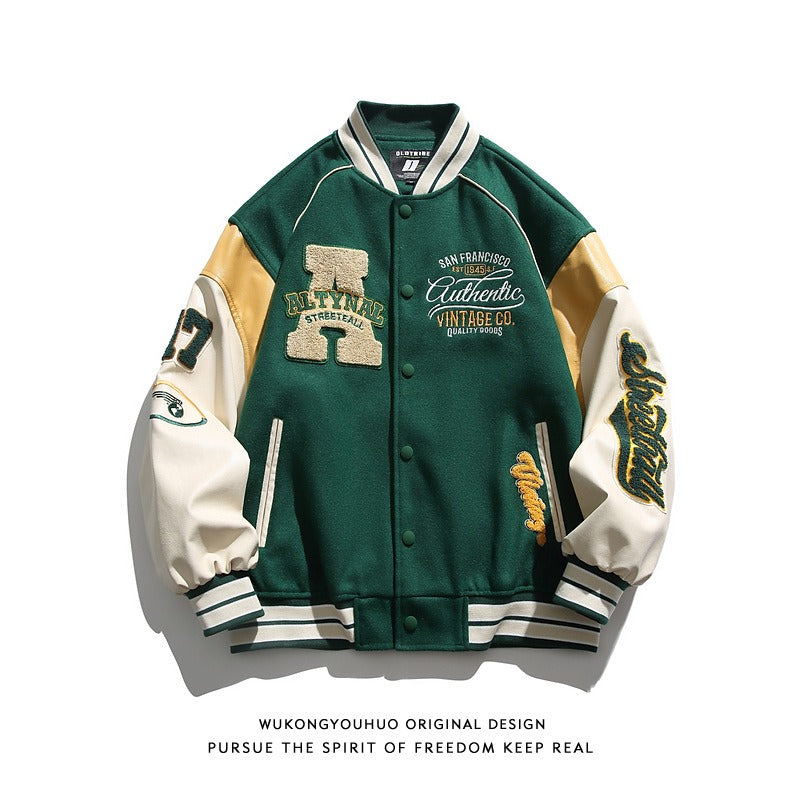 Men's Patchwork Baseball Jacket - Spring/Autumn Couture