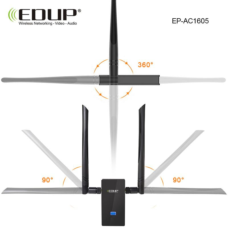 EDUP USB WiFi adapter, 1200Mbps, 5GHz high-gain antenna, 802.11ac, USB 3.0 Ethernet.