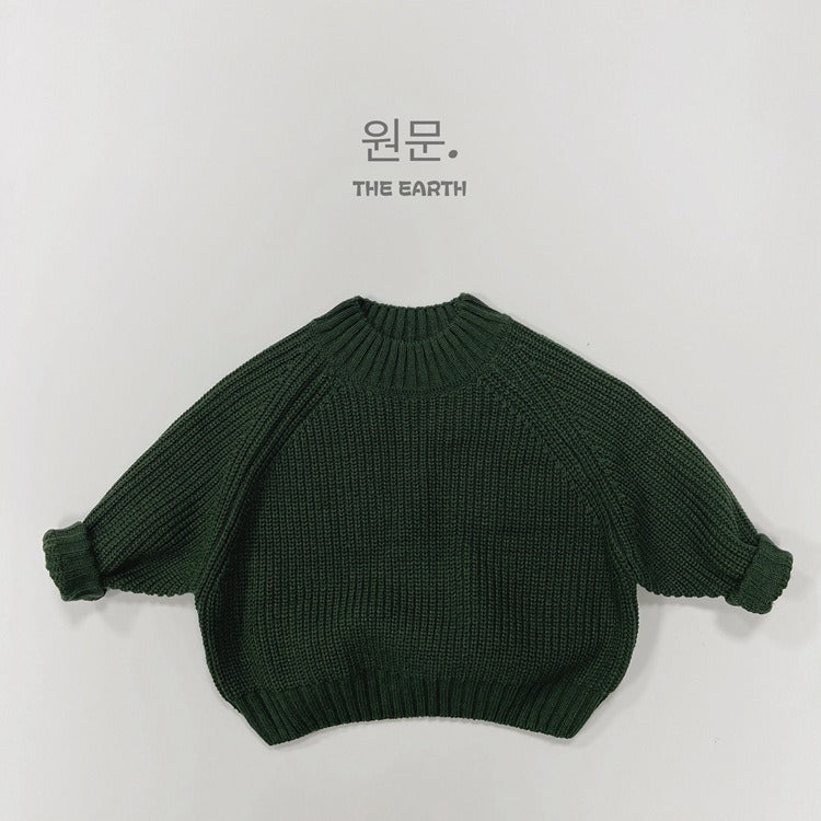 New vintage knitted sweater for kids, solid casual design, loose fit, and warm pullover.