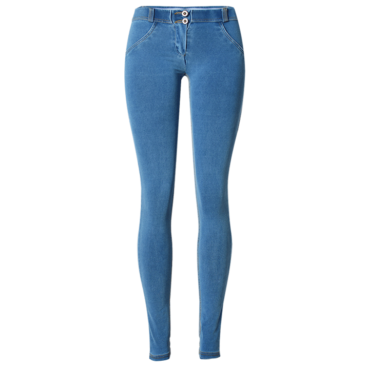 Hip-lifting low-waist denim trousers