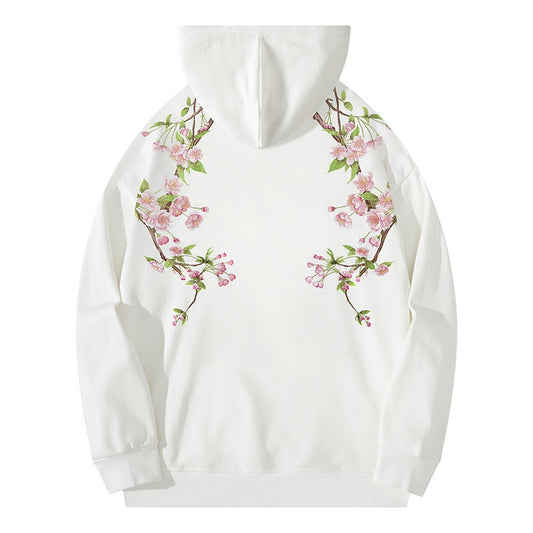 blossom embroidered hooded sweatshirt