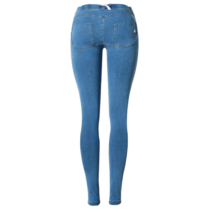 Hip-lifting low-waist denim trousers