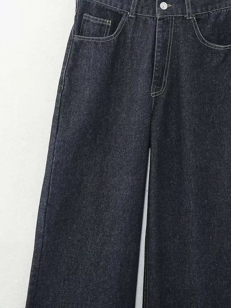 versatile loose floor-length trousers curled-leg jeans