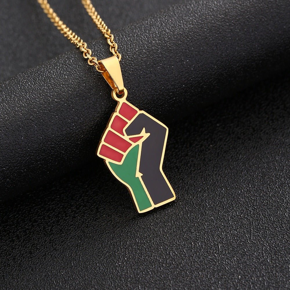 African Fist Titanium Steel Pendant Necklace