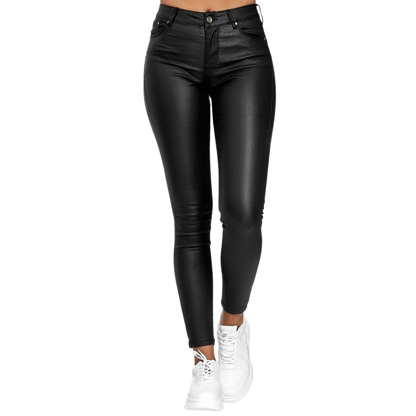 PU leather casual leggings for women