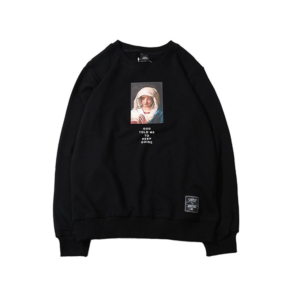 Virgin Mary Print Pullover Unisex