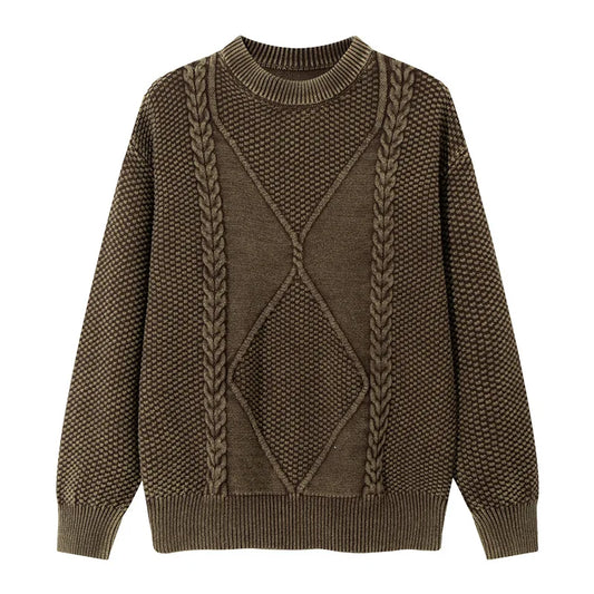 Couples' pure cotton turtleneck sweater, American vintage style for autumn.