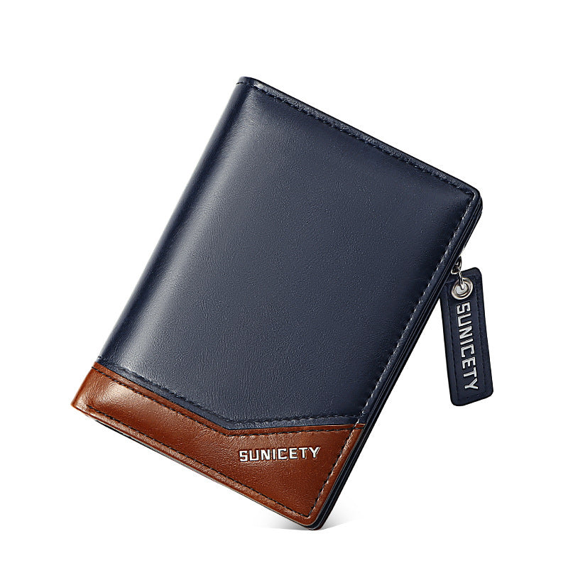 Men's RFID PU Leather Multi-Function Zipper Wallet