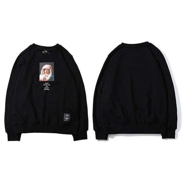 Virgin Mary Print Pullover Unisex