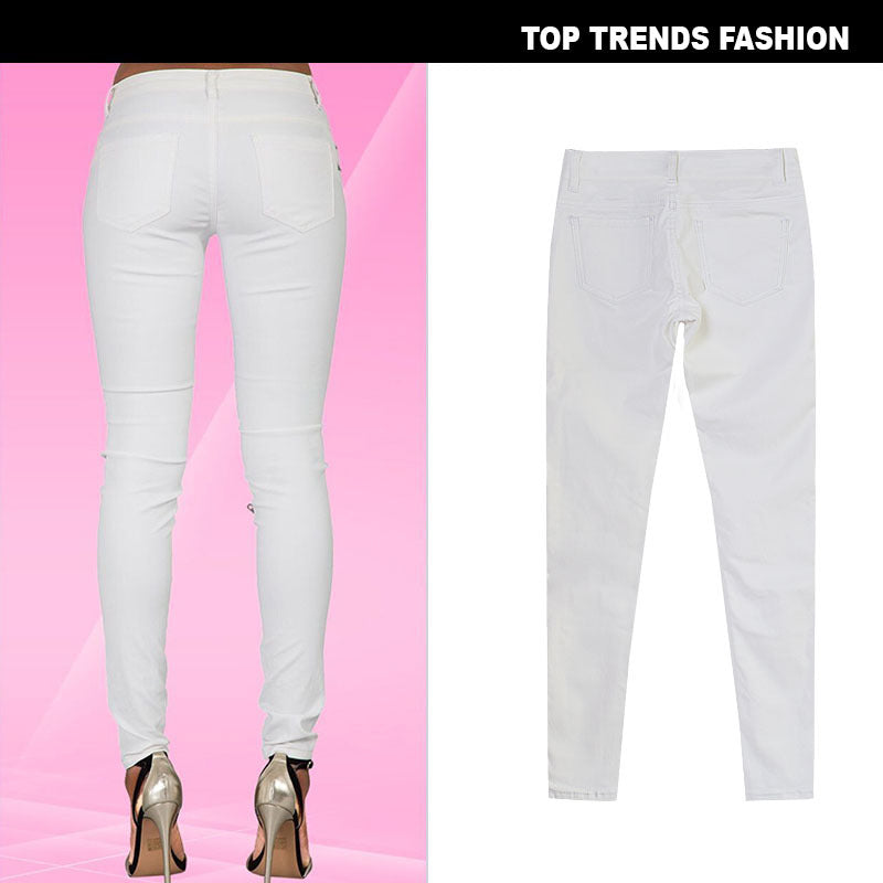 White faux leather denim