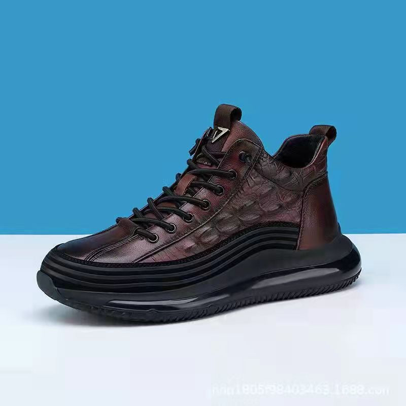 High-Top Pu Embossed Casual Sports Shoe